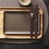 Aida Teller eckig 23,5x15cm braun^ Speiseteller