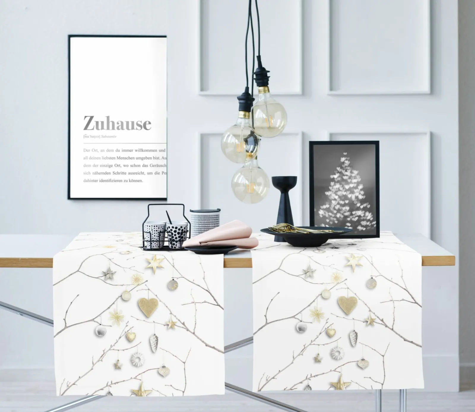 Apelt Tischläufer grauweißbeige^ Tischtextilien