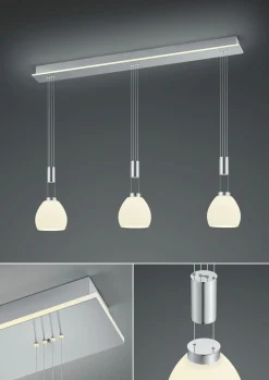 B-Leuchten LED-Pendelleuchte 3flg silberfarben^ Pendelleuchten
