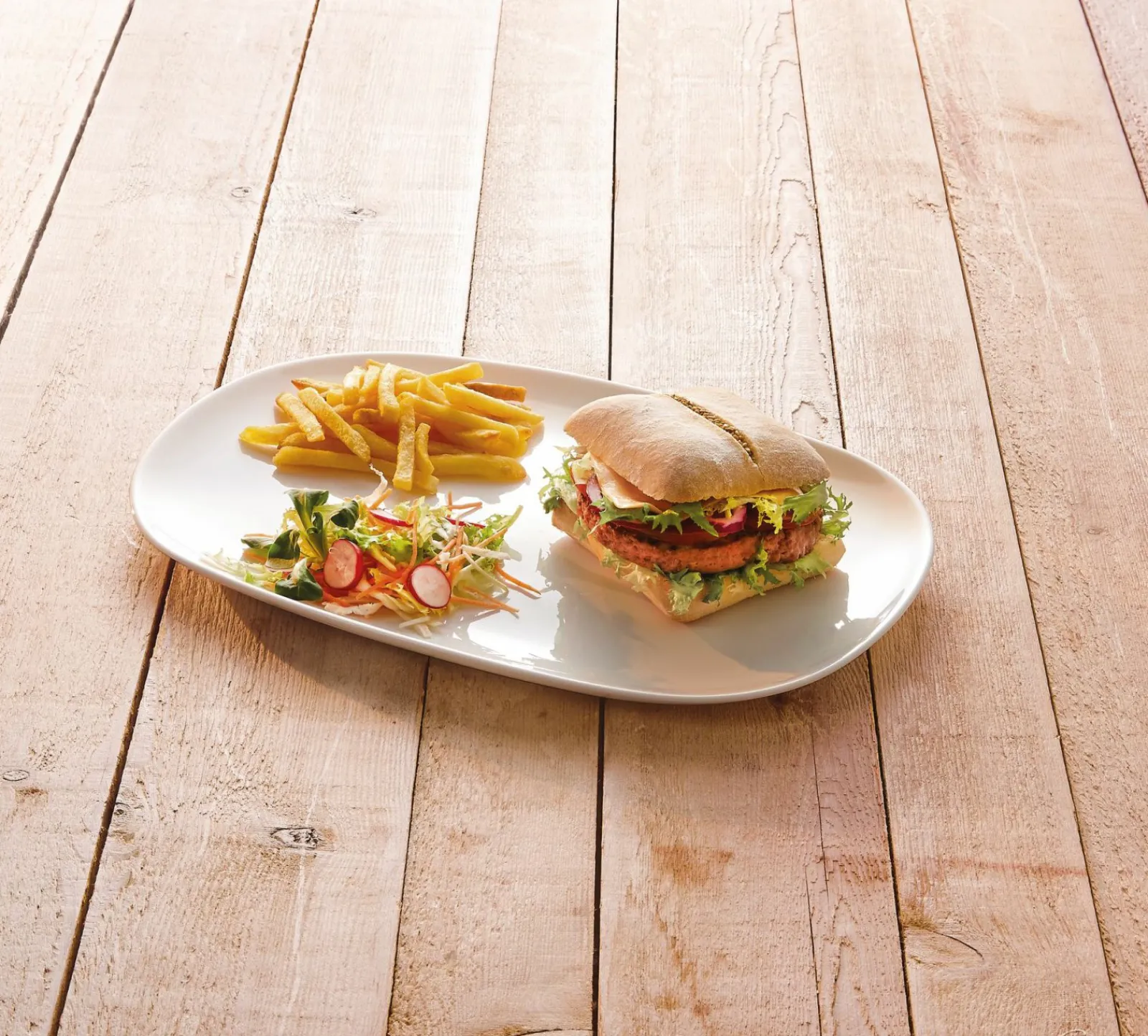 CreaTable Grill / Burgerteller 34x24cm weiß^ Speiseteller