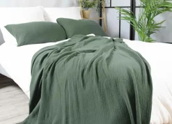 Dero Textil Musselin-Wohndecke grün^ Wohndecken