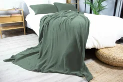 Dero Textil Musselin-Wohndecke grün^ Wohndecken