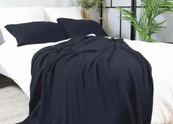Wohndecken>Dero Textil Musselin-Wohndecke blau