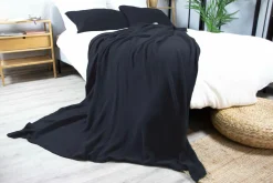 Wohndecken>Dero Textil Musselin-Wohndecke blau