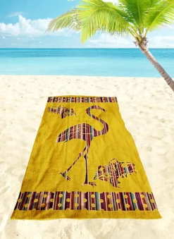 Strandlaken>Dero Textil Velour-Strandtuch gelb