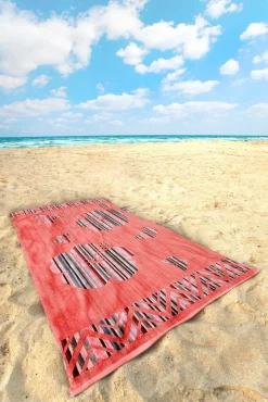 Dero Textil Velour-Strandtuch rot^ Strandlaken