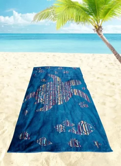 Dero Textil Velour-Strandtuch blau^ Strandlaken