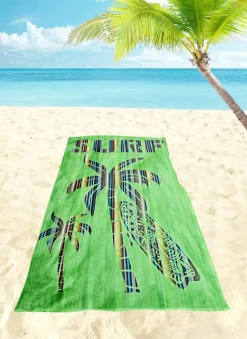 Dero Textil Velour-Strandtuch grün^ Strandlaken