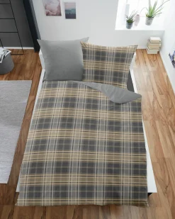 Flanell|Biber>Dormisette Bettwäsche graugoldfarben