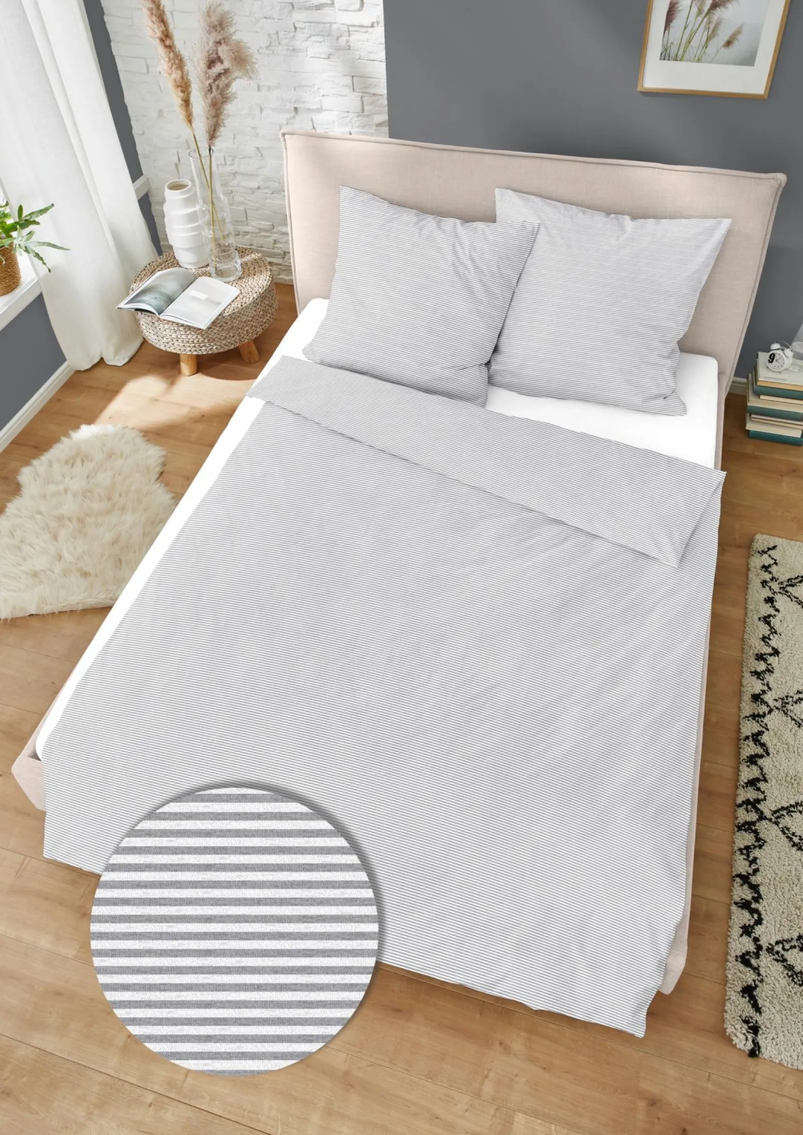 Dormisette Jersey-Melange-Bettwäsche grau^ Jersey