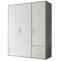 Drehtürenschrank 3-trg. grauweiß^ Kleiderschränke