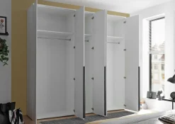 Drehtürenschrank 5-trg. weiß^ Kleiderschränke