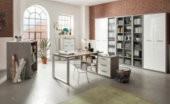 Bürotische·Schreibtische> Eck-Schreibtisch grauweiß