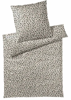 Satin>Elegante Mako-Satin-Bettwäsche schwarzbeige