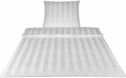 Elegante Mako-Satin-Bettwäsche weiß^ Jacquard Bettwäsche|Satin
