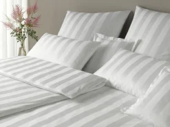 Elegante Mako-Satin-Bettwäsche weiß^ Jacquard Bettwäsche|Satin