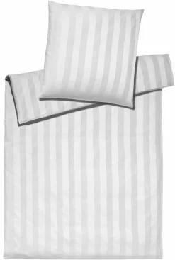 Elegante Mako-Satin-Bettwäsche weiß^ Jacquard Bettwäsche|Satin