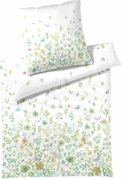 Satin>Elegante Satin-Bettwäsche grünmehrfarbigweiß