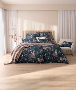Satin>Estella Mako-Satin-Bettwäsche blau