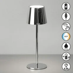 FH Lighting LED-Akku-Tischleuchte 1flg silberfarben^ Tischleuchten