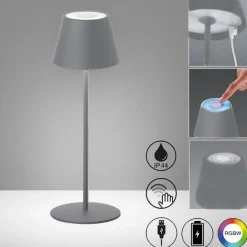 Außen Tischleuchten|Akku Tischleuchten>FH Lighting LED-Akku-Tischleuchte 1flg grau
