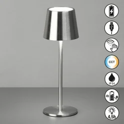 Tischleuchten>FH Lighting LED-Akku-Tischleuchte 1flg silberfarben