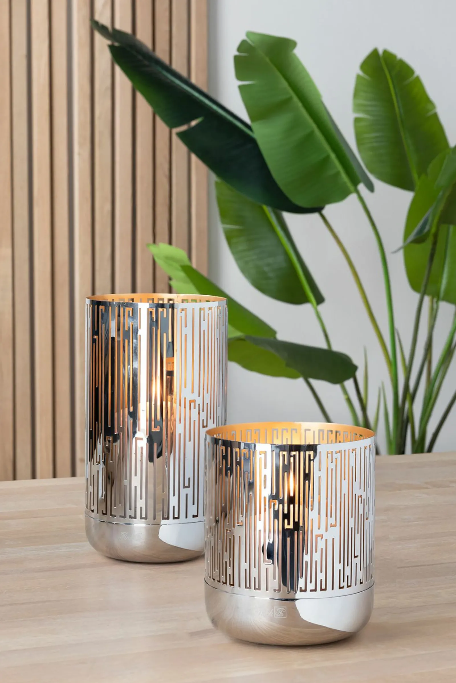 Fink Windlicht 15,5cm goldfarbensilberfarben^ Dekoration