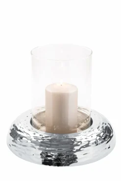 Dekoration>Fink Windlicht m. Glas 27.5cm silberfarben