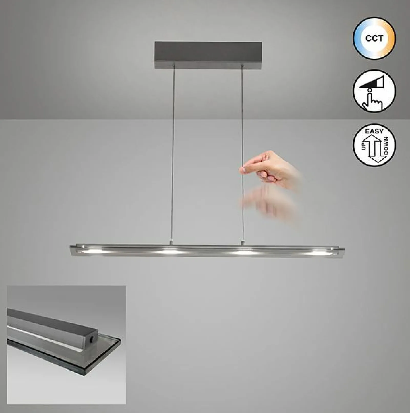 Pendelleuchten>Fischer & Honsel LED-Pendelleuchte 4flg grau