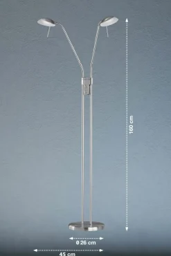 Fischer & Honsel LED-Stehleuchte 2flg silberfarben^ Stehleuchten