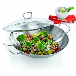 Fissler Wok 36cm m. Deckel silberfarben^ Woks
