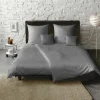 Satin>Fleuresse Uni-Satin-Bettwäsche grau