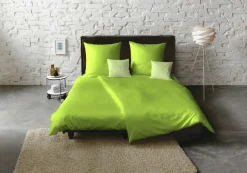 Satin>Fleuresse Uni-Satin-Bettwäsche grün