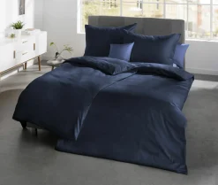 Satin>Fleuresse Uni-Satin-Bettwäsche blau
