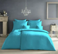 Fleuresse Uni-Satin-Kissenbezug blau^ Kopfkissenbezüge|Satin