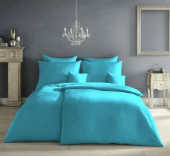 Fleuresse Uni-Satin-Kissenbezug blau^ Kopfkissenbezüge|Satin