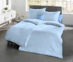 Kopfkissenbezüge|Satin>Fleuresse Uni-Satin-Kissenbezug blau