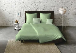Fleuresse Uni-Satin-Kissenbezug grün^ Kopfkissenbezüge|Satin