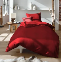 Fleuresse Uni-Satin-Nackenrollenbezug rot^ Kopfkissenbezüge|Satin