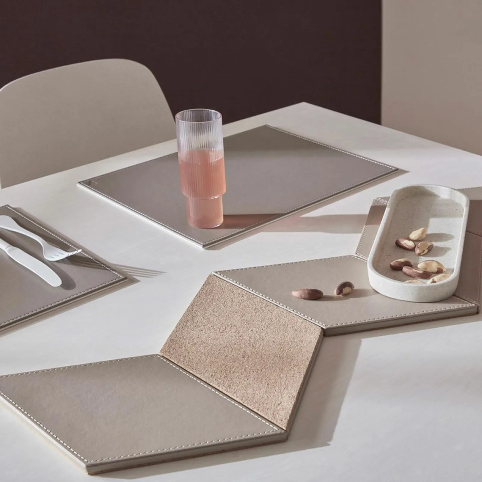 Tischsets>Freeform Tischset eckig 40x30cm weißgrauviolett