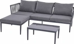 Gartensofa Set 3 tlg. grau^ Gartenlounge Sets