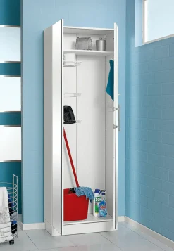 Badmöbel> Hochschrank weiß
