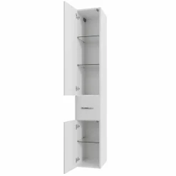 Badmöbel> Hochschrank weiß