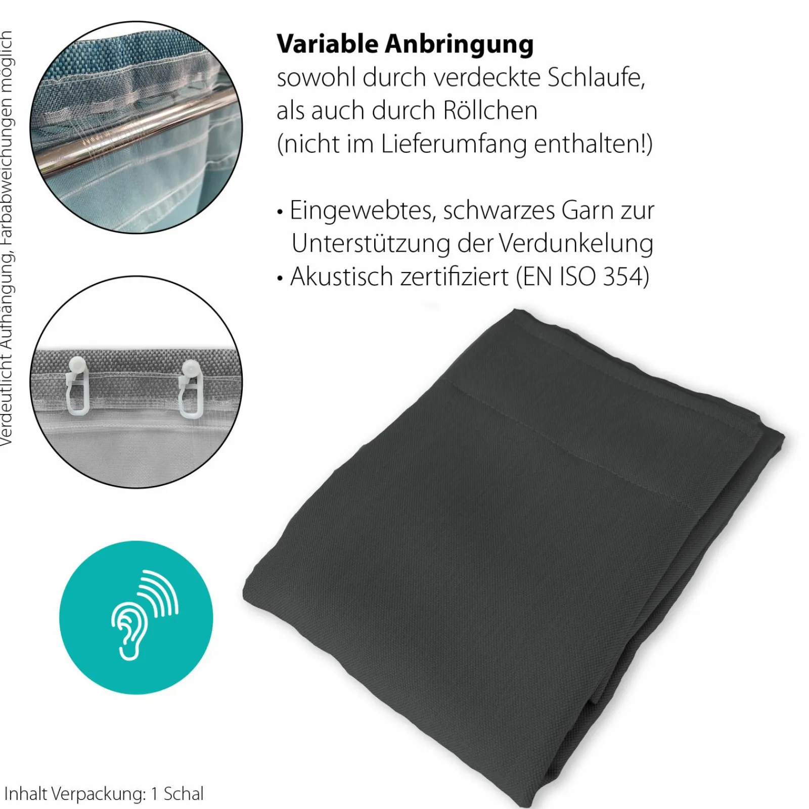 Indes-Fuggerhaus Schlaufenschal grau^ Gardinen-Vorhänge