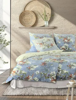 Satin>Irisette Satin-Bettwäsche blau
