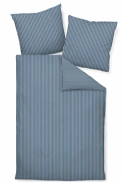 Satin>Janine Mako-Satin-Bettwäsche blau