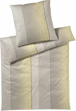 Satin>JOOP! Mako-Satin-Bettwäsche gelbweißbeige