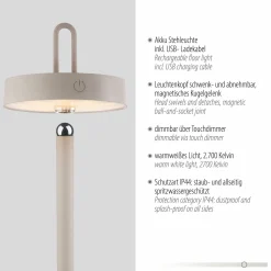 JUST LIGHT LED-Akku-Stehleuchte 1flg grau^ Stehleuchten