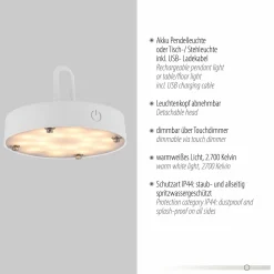 JUST LIGHT LED-Akku-Tischleuchte 1flg weiß^ Außen Tischleuchten|Akku Tischleuchten
