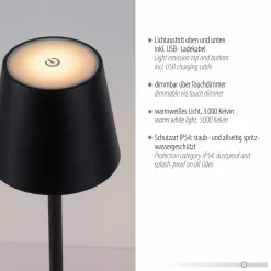 JUST LIGHT LED-Akku-Tischleuchte 1flg schwarz^ Außen Tischleuchten|Akku Tischleuchten